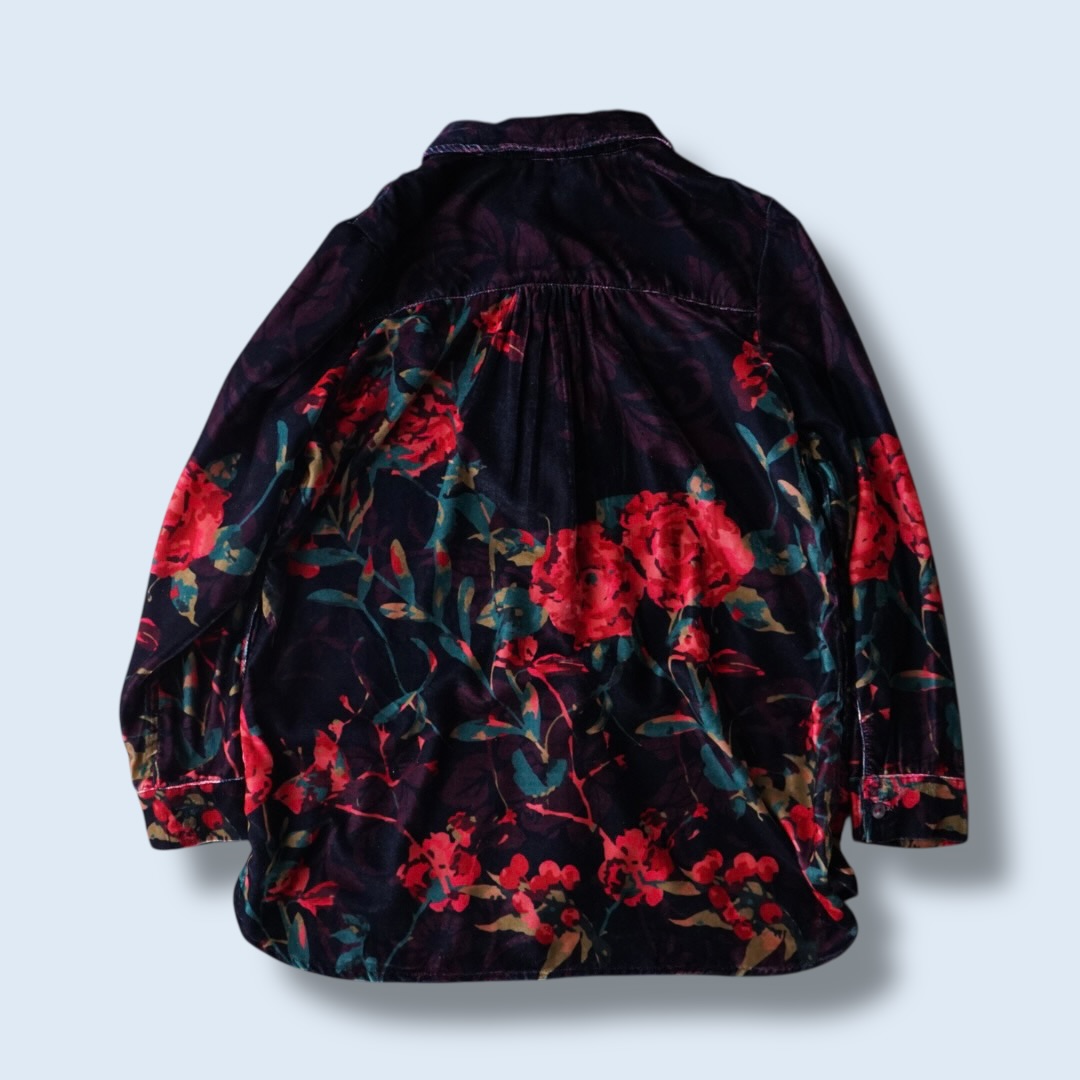 art flower pattern velours shirt