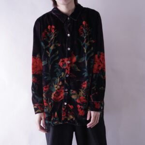 art flower pattern velours shirt