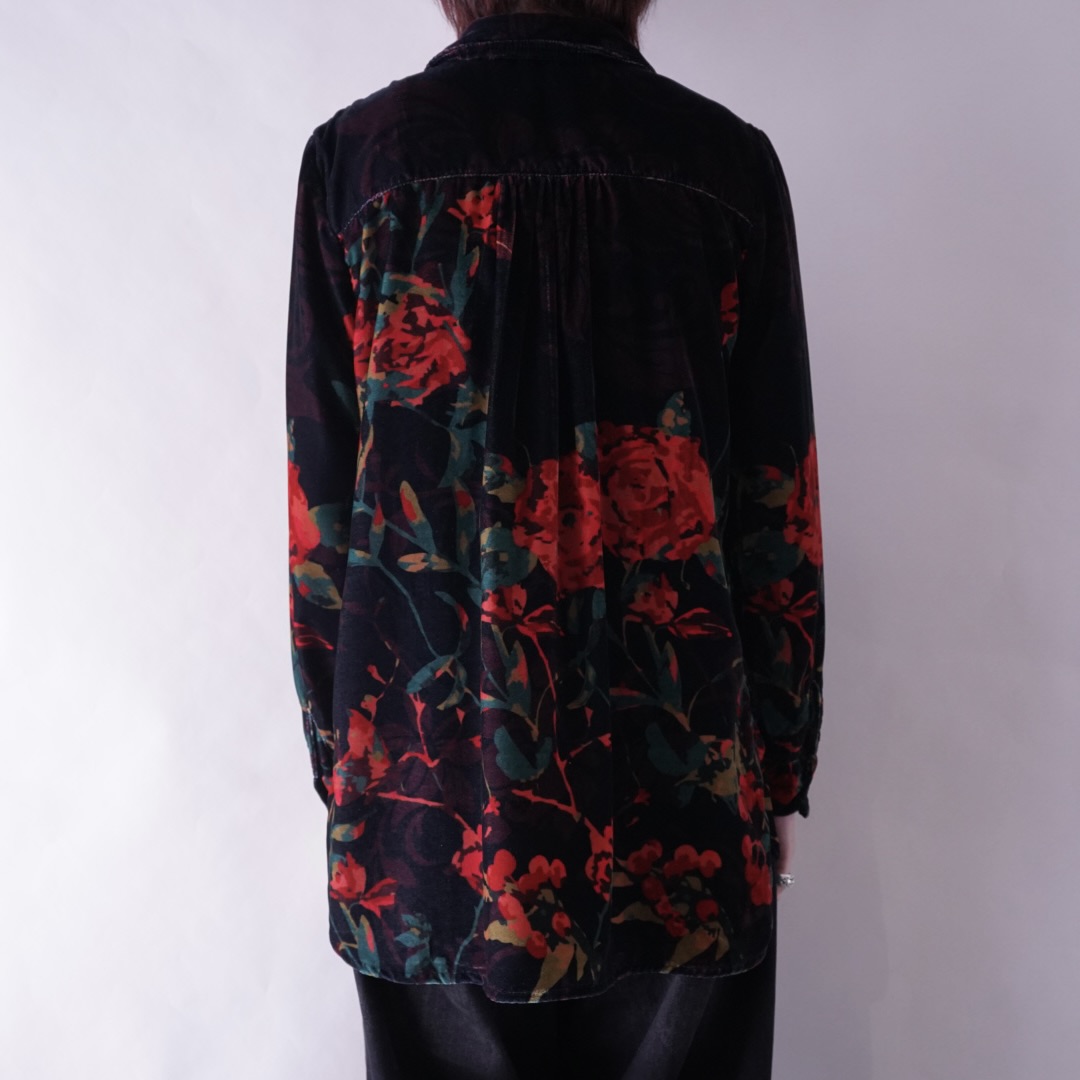 art flower pattern velours shirt