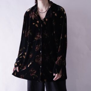 gold lamé flower pattern velours shirt