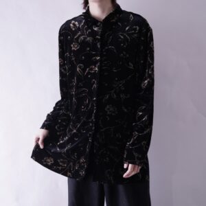 black × gold glossy arabesque velours shirt