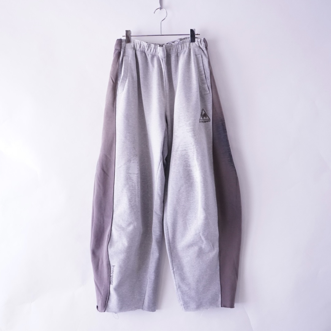 【Docking Remake】gray × brown real BORO docking super wide sweat pants