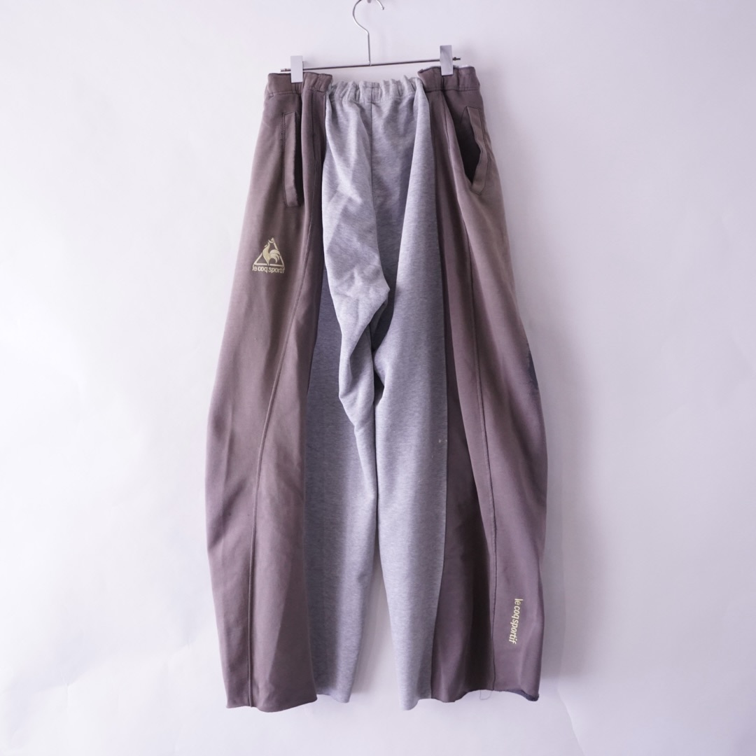 【Docking Remake】gray × brown real BORO docking super wide sweat pants