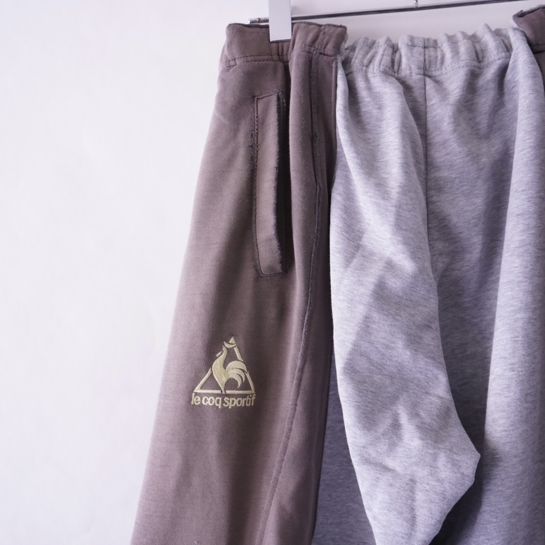 【Docking Remake】gray × brown real BORO docking super wide sweat pants