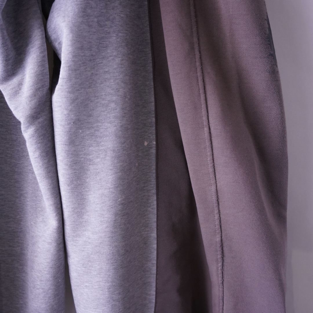 【Docking Remake】gray × brown real BORO docking super wide sweat pants
