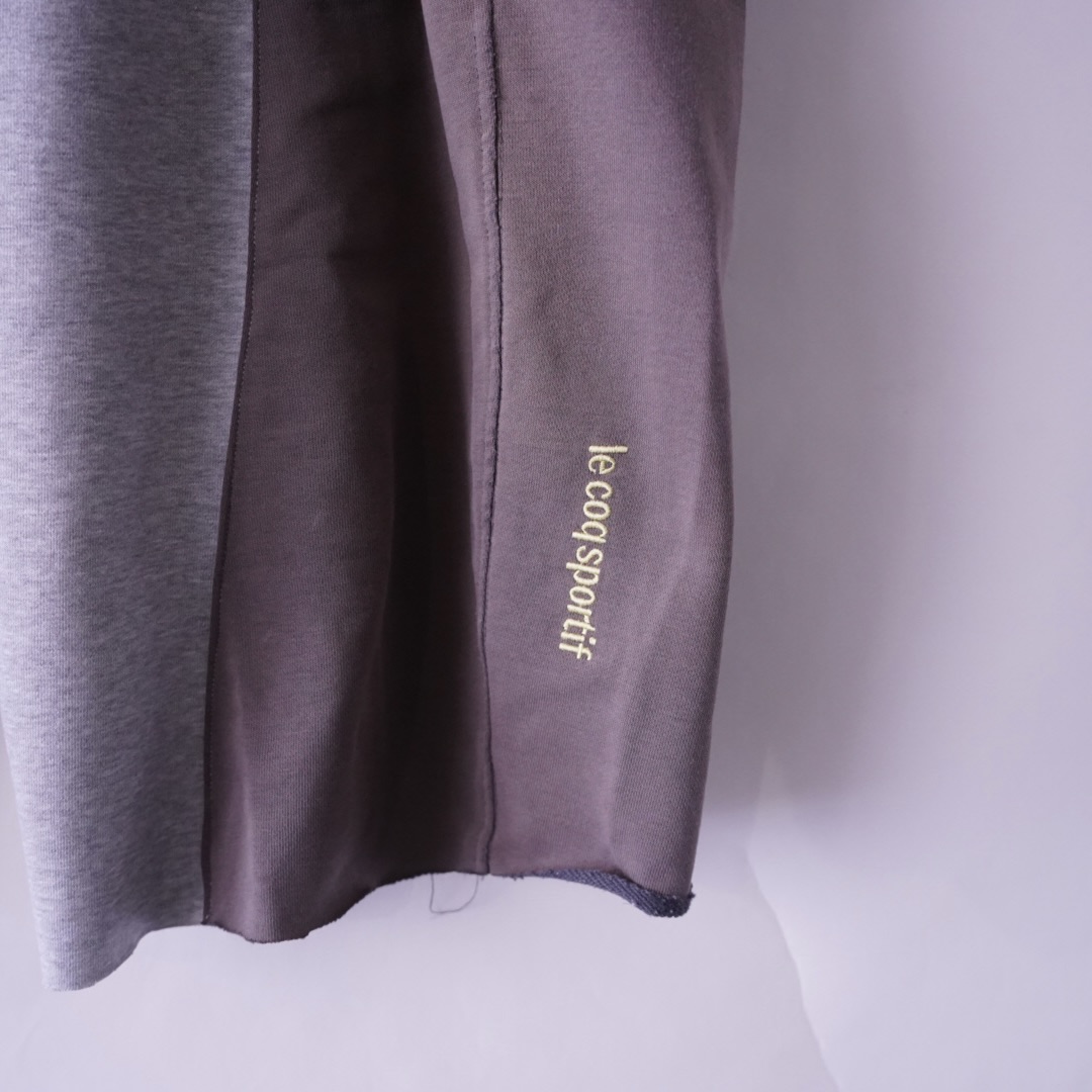 【Docking Remake】gray × brown real BORO docking super wide sweat pants