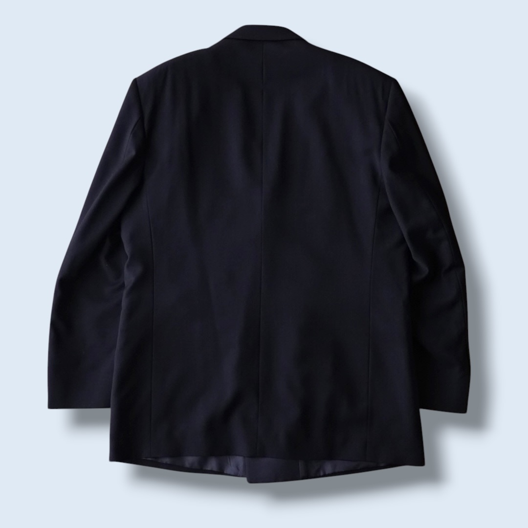 wool gabardine black satin lapel double breast tailored jacket