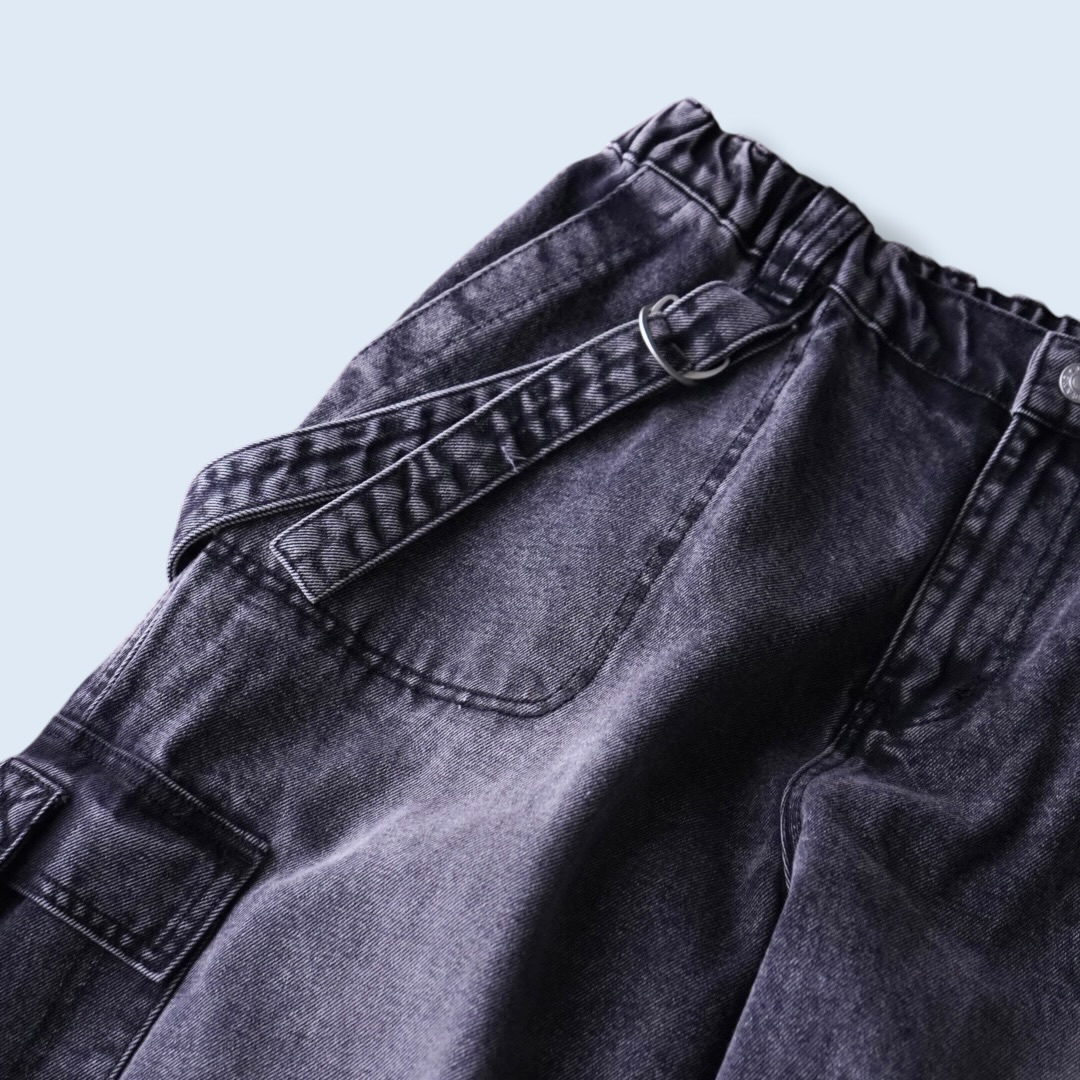 multi gimmick fade black gray techno wide denim pants