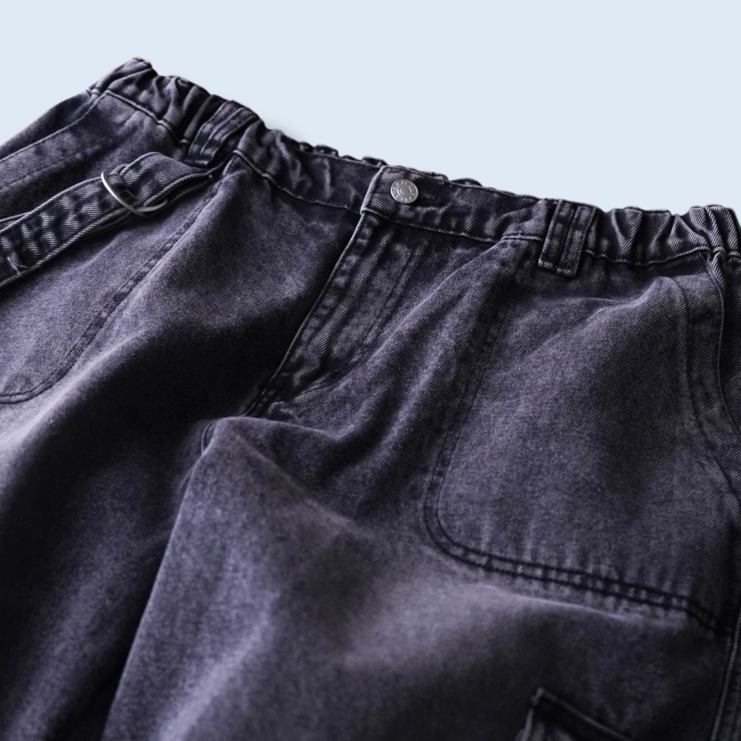 multi gimmick fade black gray techno wide denim pants