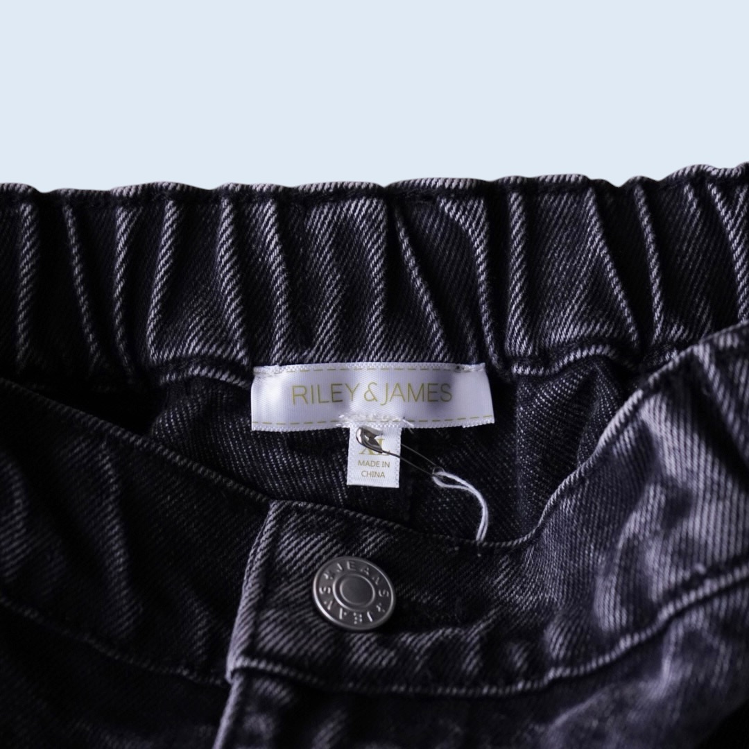 multi gimmick fade black gray techno wide denim pants