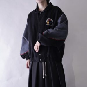 switching short length one point logo blouson jacket