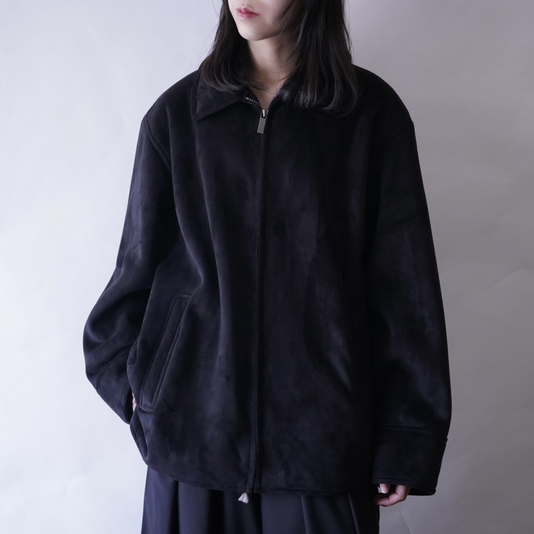 fake suede boa lining drizzler jacket