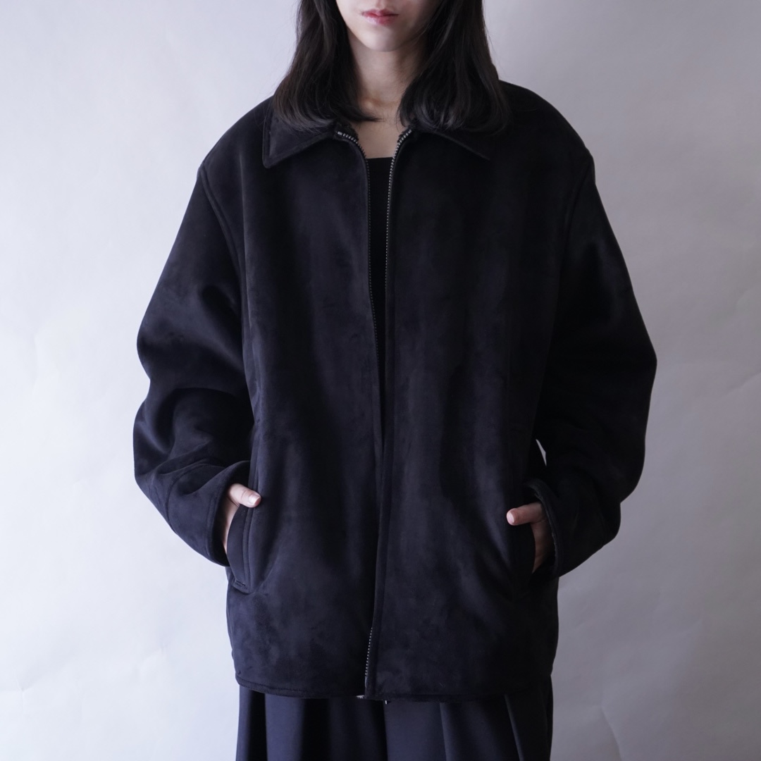 fake suede boa lining drizzler jacket