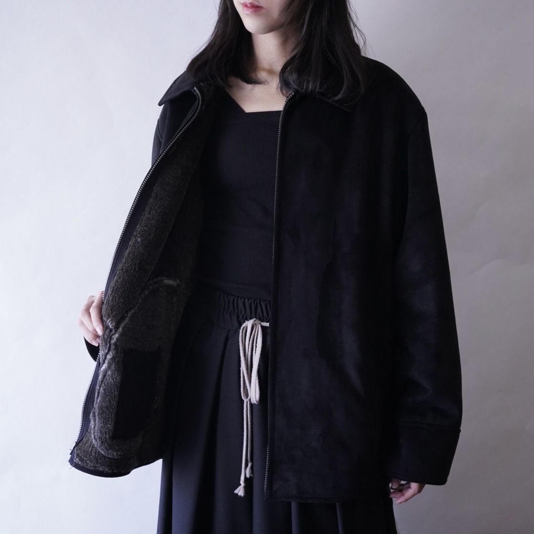 fake suede boa lining drizzler jacket