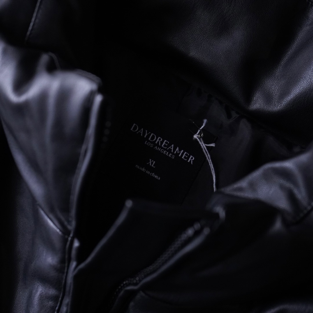 fake leather short length puff jacket