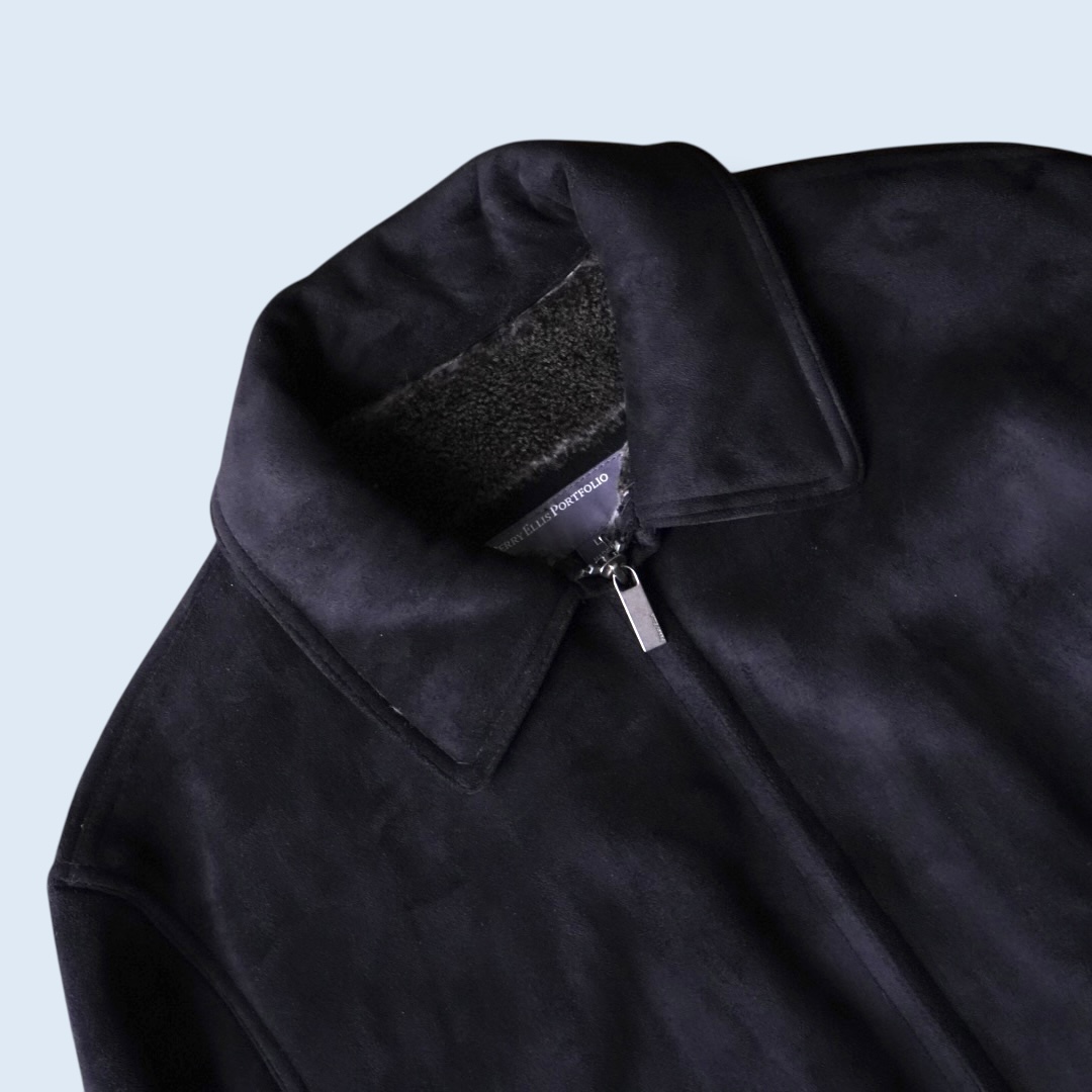 fake suede boa lining drizzler jacket