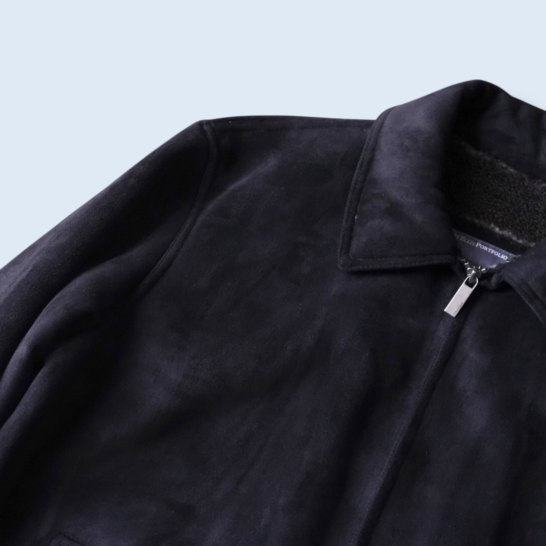 fake suede boa lining drizzler jacket