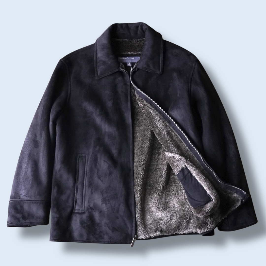 fake suede boa lining drizzler jacket