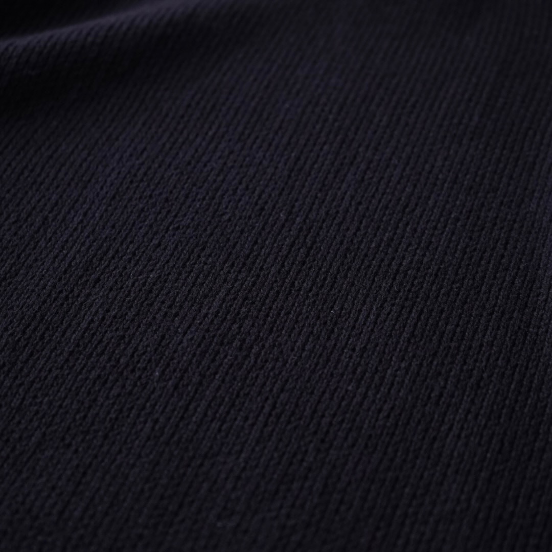 black cotton knit fabric hooded parka