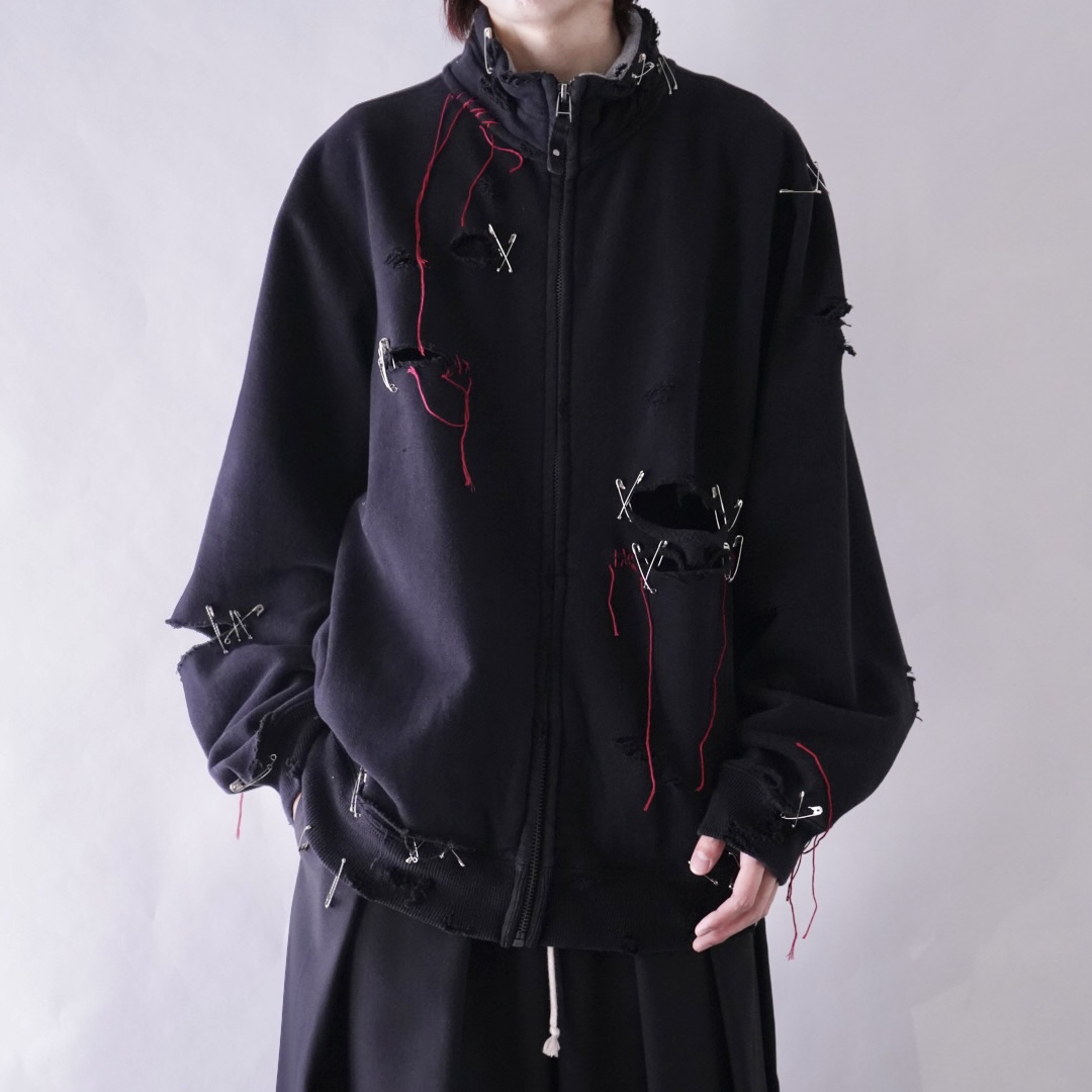 【EMBROIDERY REMAKE】BORO × PUNK custom sweat jacket