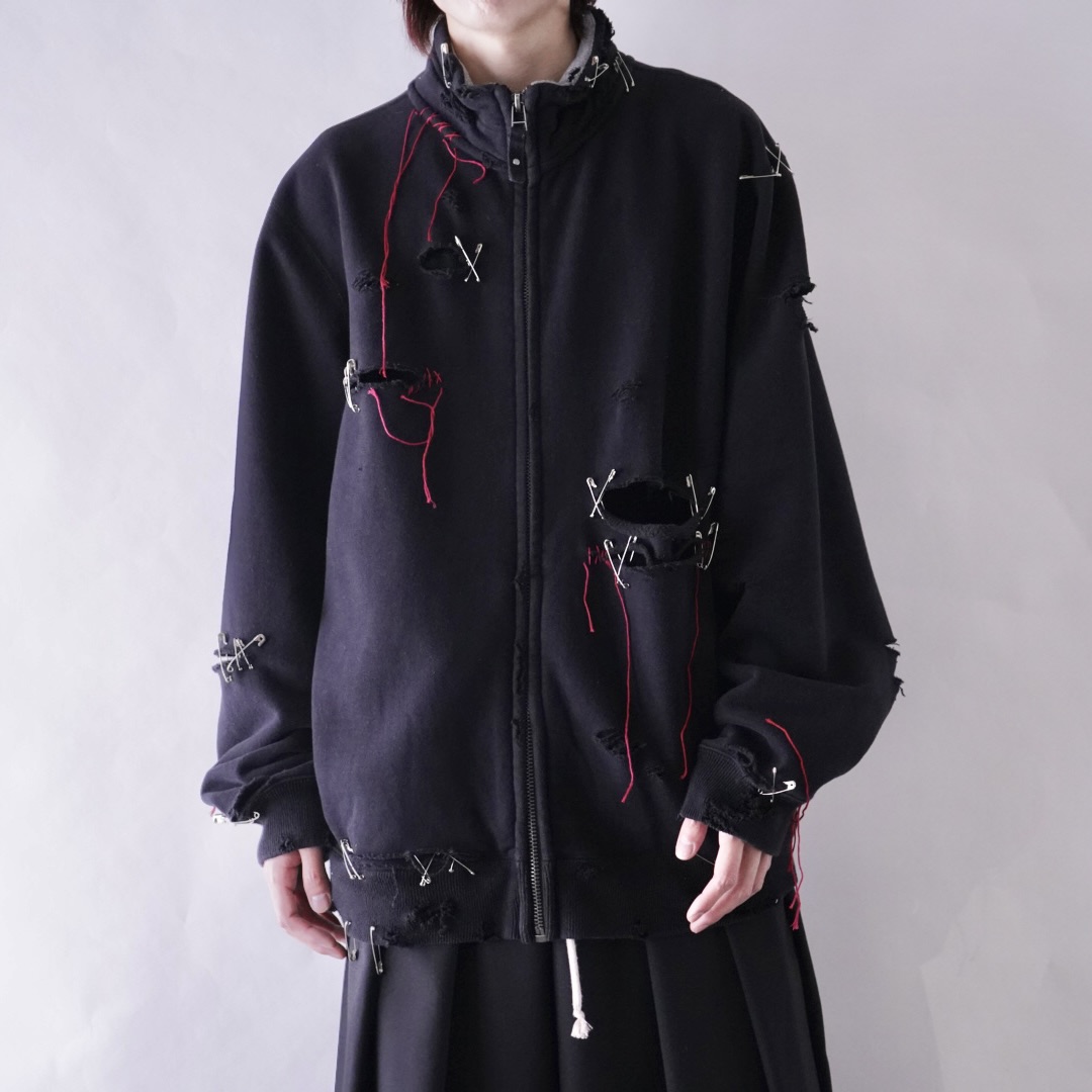 【EMBROIDERY REMAKE】BORO × PUNK custom sweat jacket
