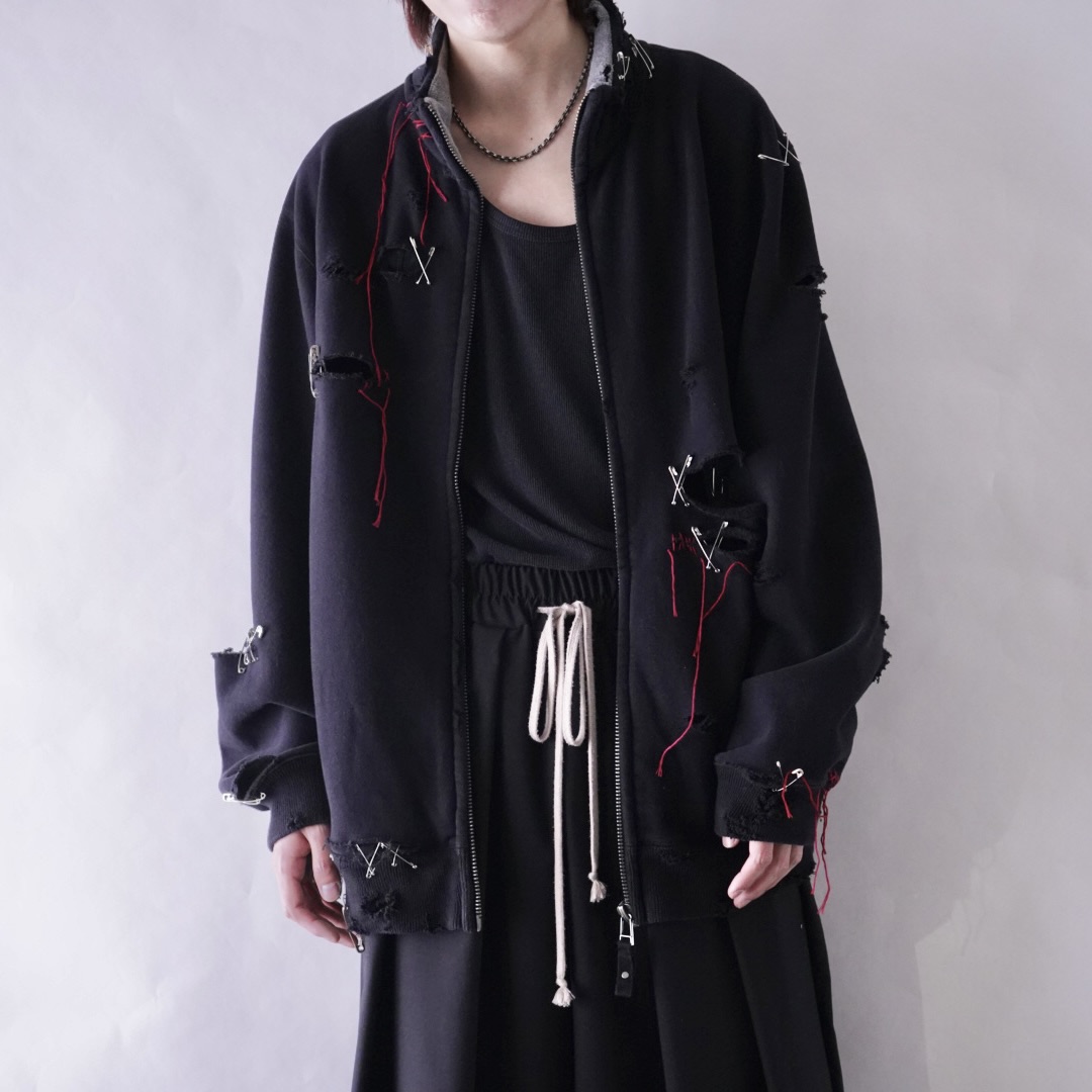 【EMBROIDERY REMAKE】BORO × PUNK custom sweat jacket