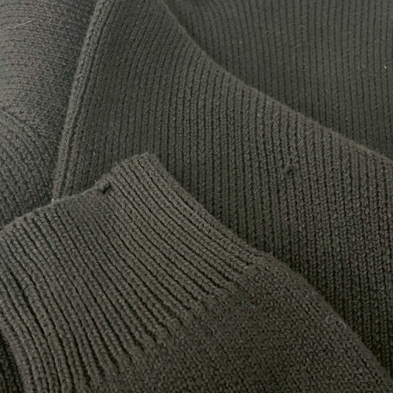 black cotton knit fabric hooded parka