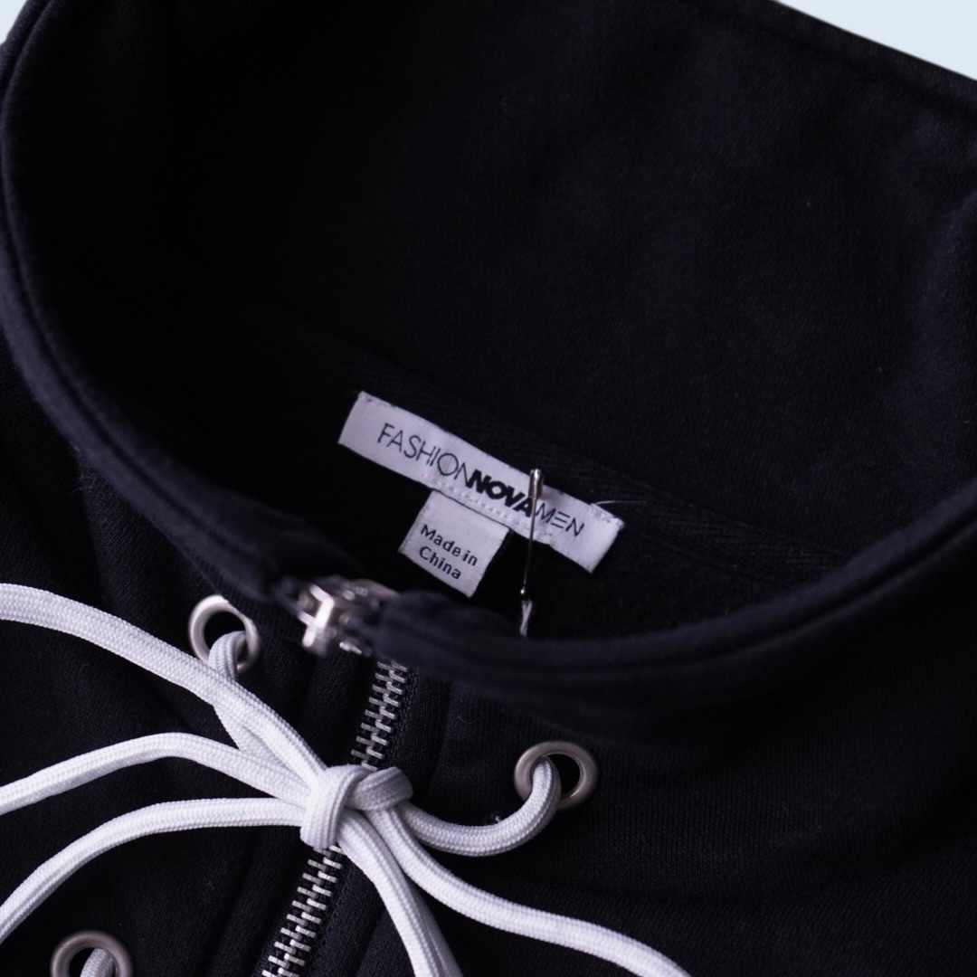 lace up ribbon design half zip sweat