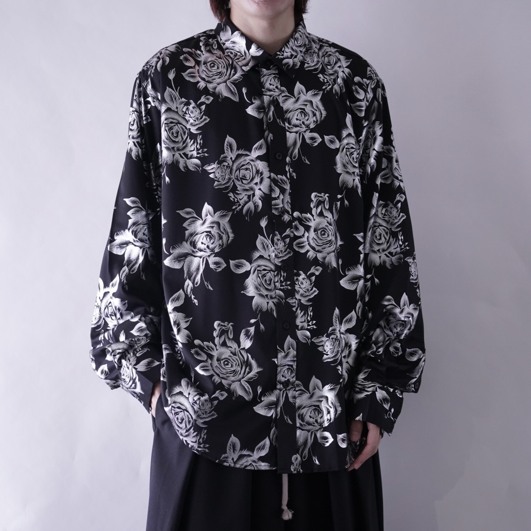 black × silver flower pattern shirt