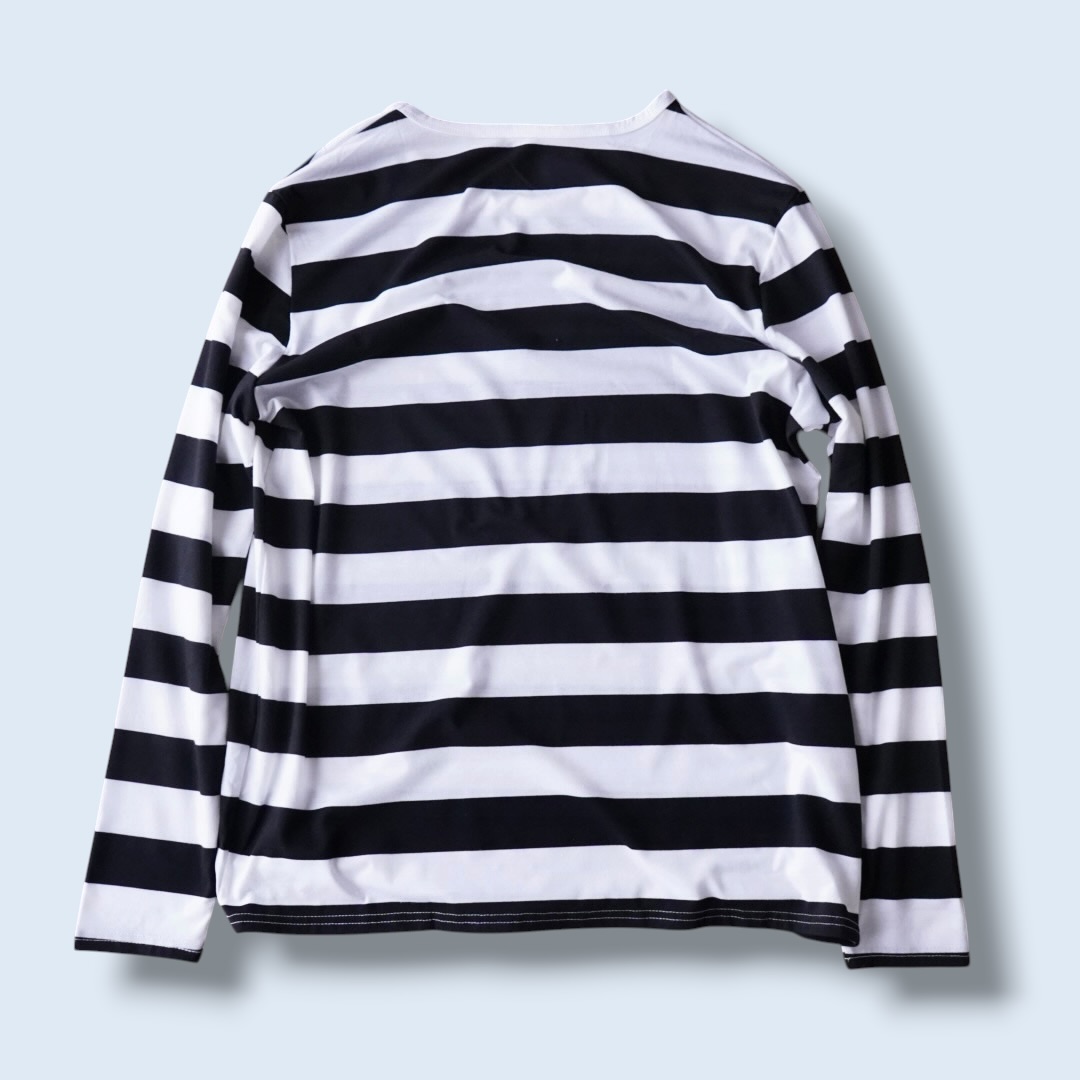 black × white border L/S tee