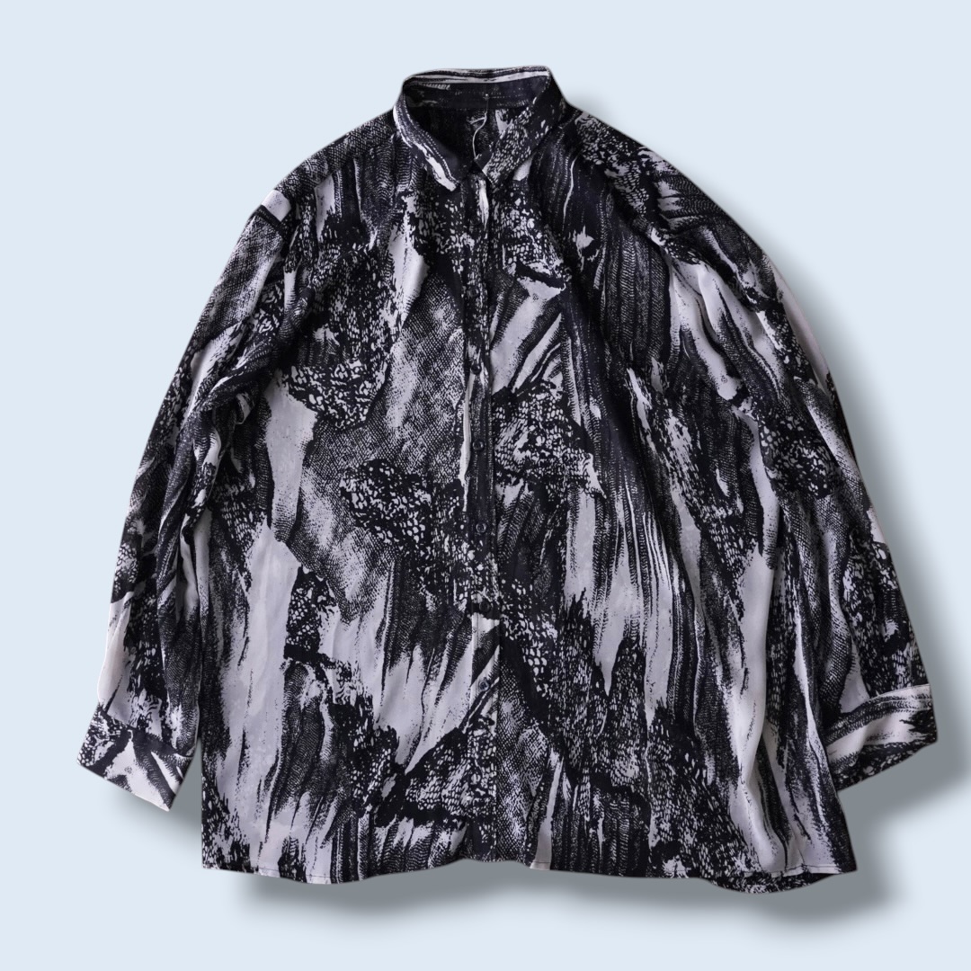 geometric pattern see-through shirt