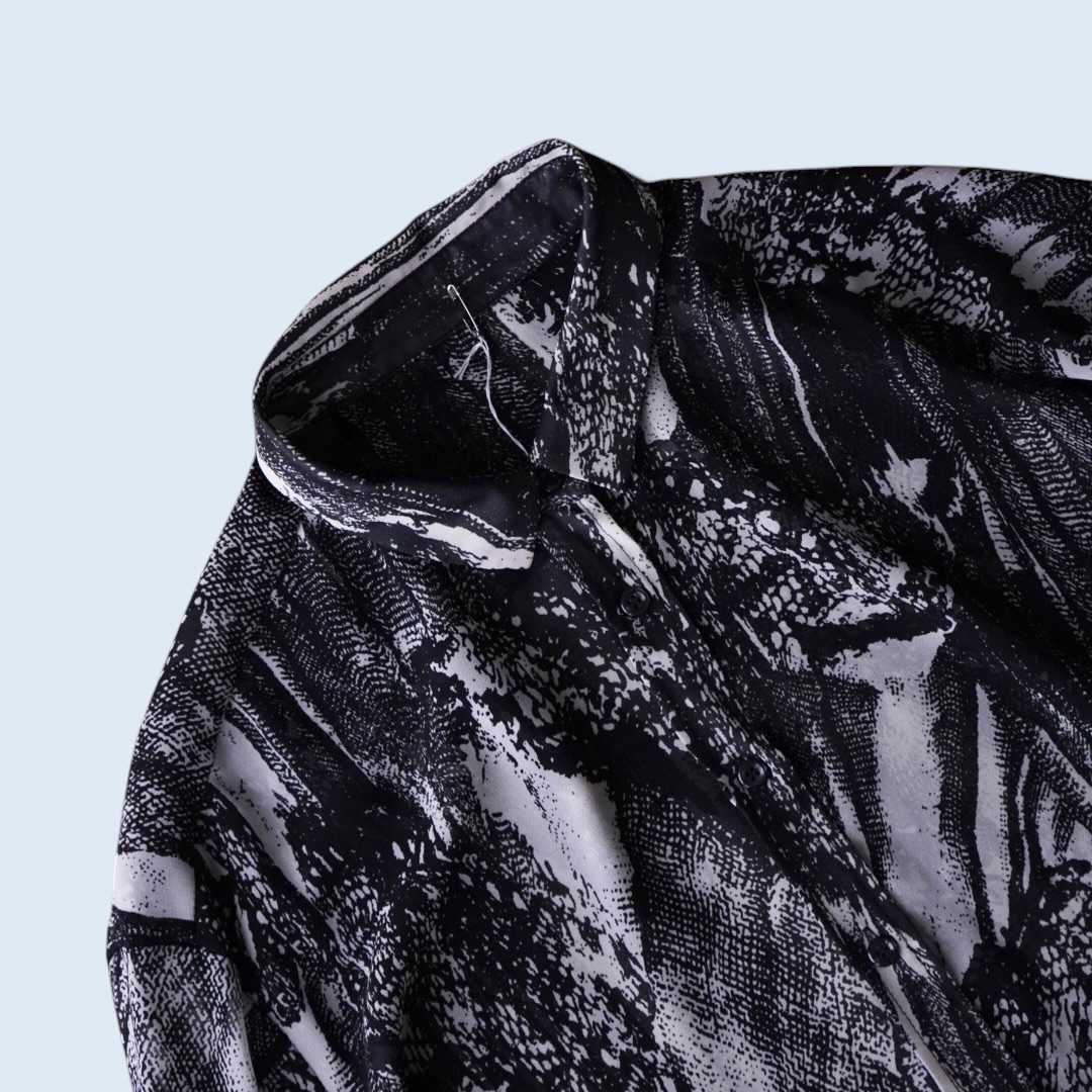 geometric pattern see-through shirt