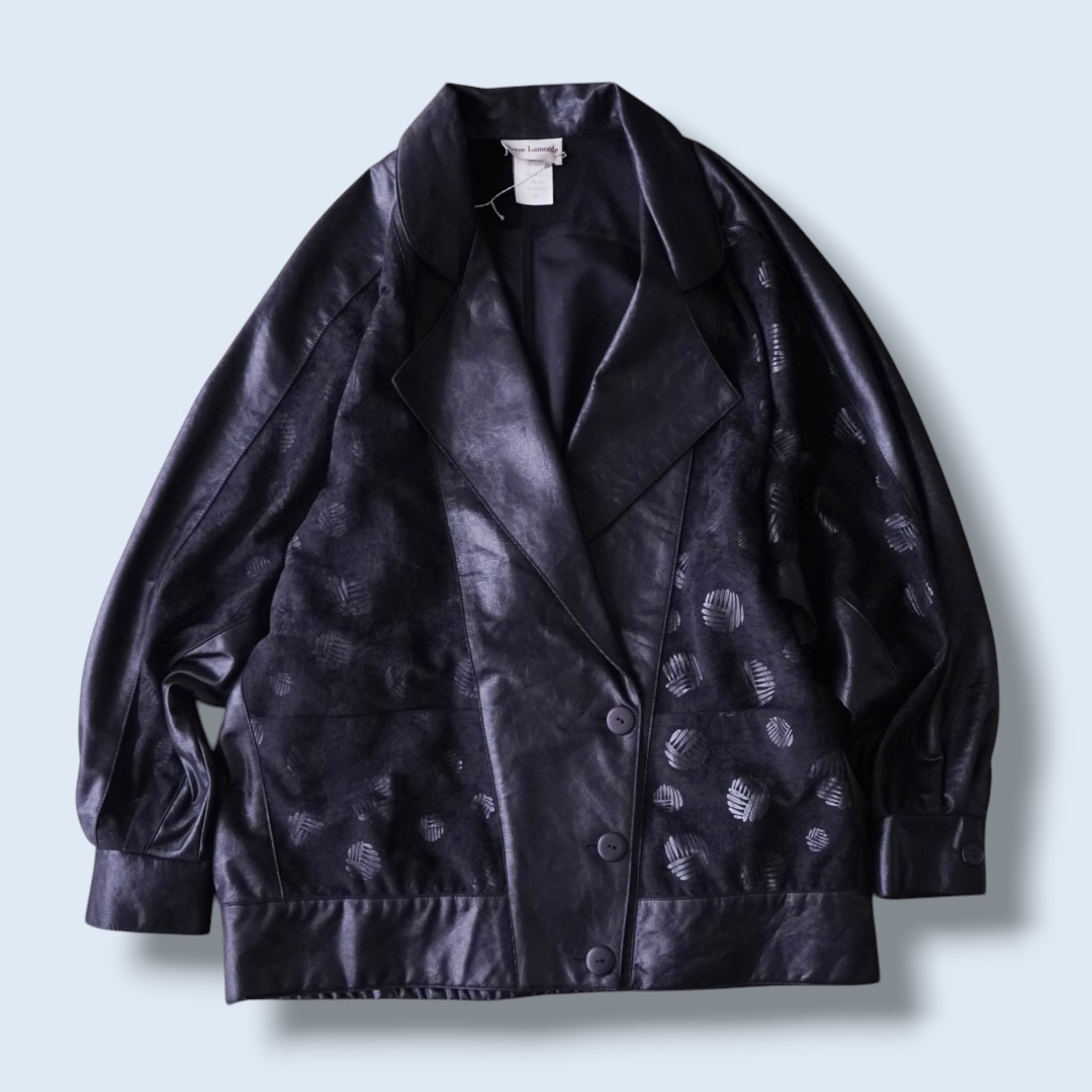 deformed silhouette black × black glossy design jacket