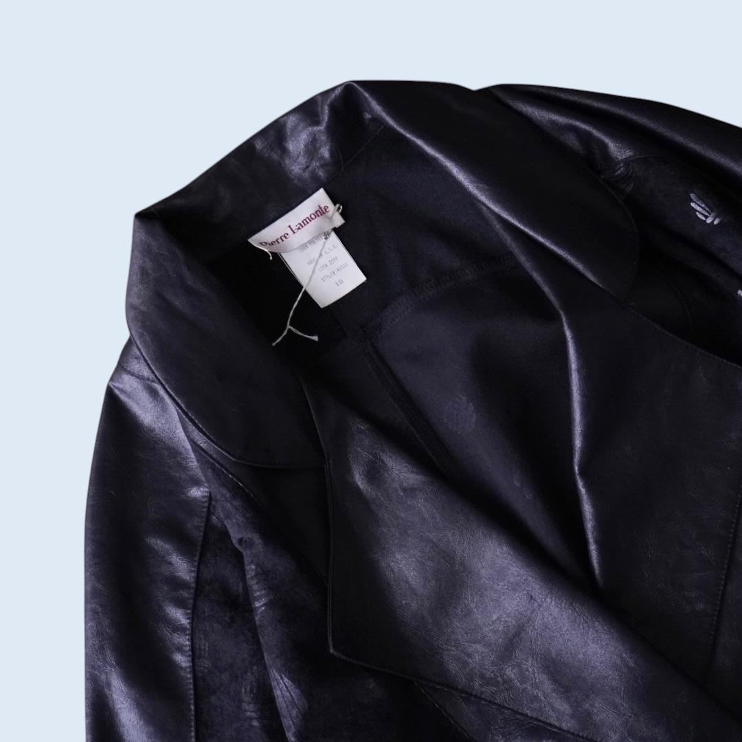 deformed silhouette black × black glossy design jacket