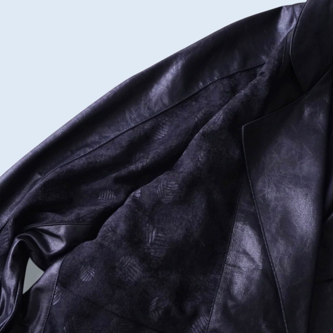 deformed silhouette black × black glossy design jacket