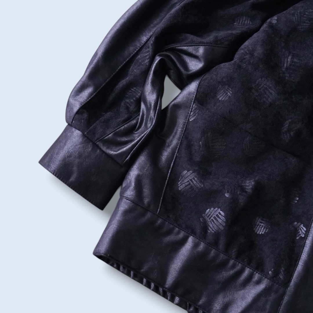 deformed silhouette black × black glossy design jacket