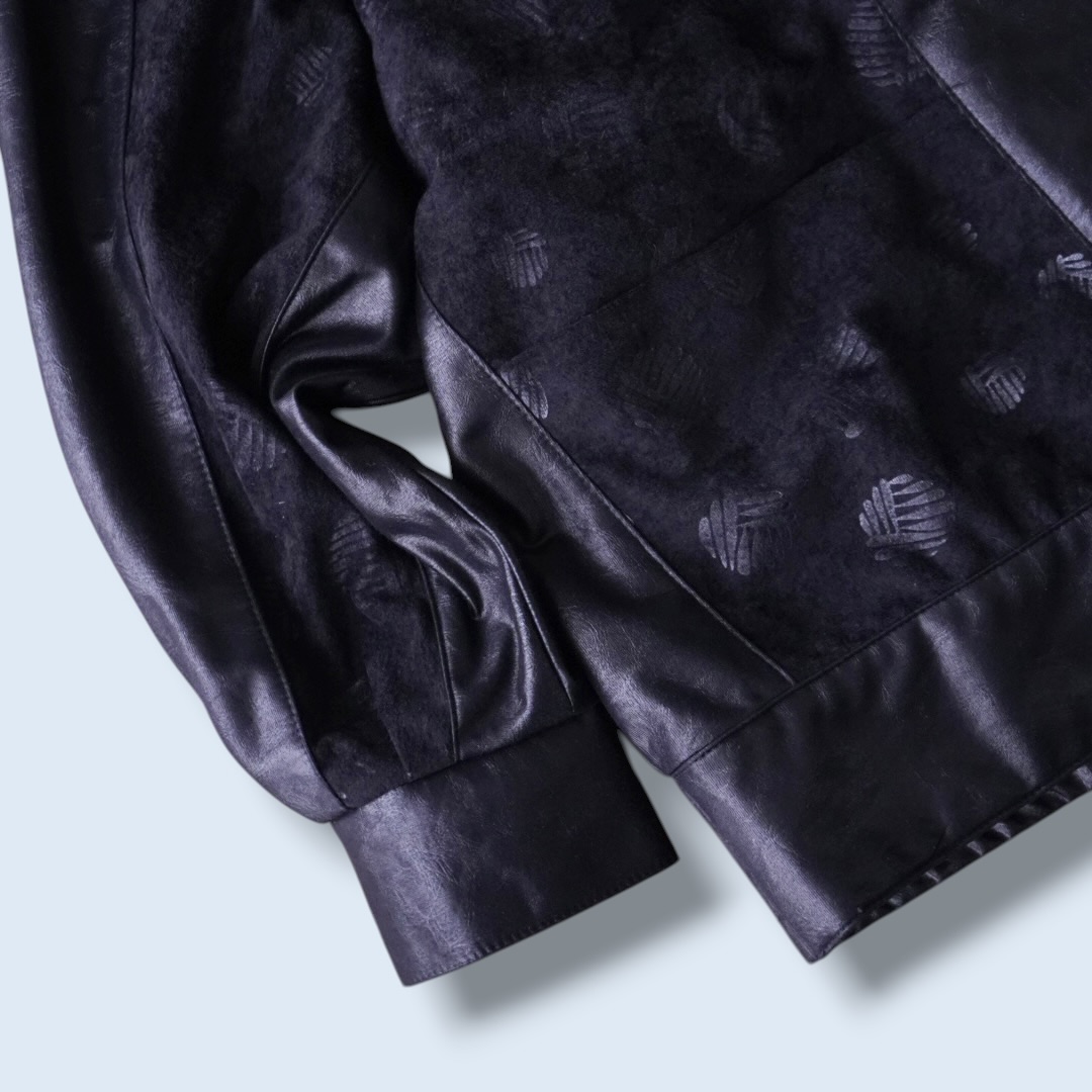 deformed silhouette black × black glossy design jacket