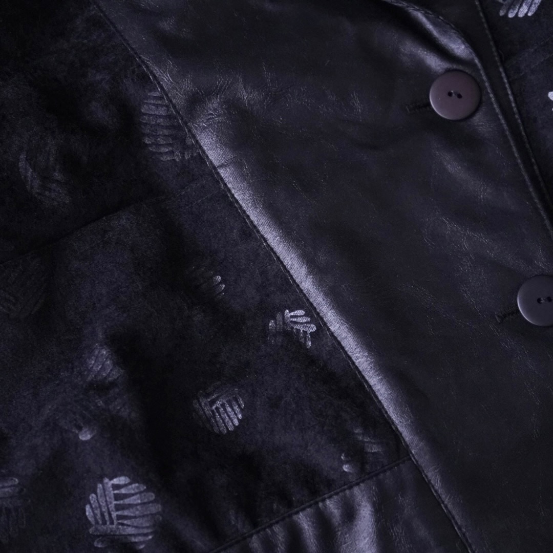 deformed silhouette black × black glossy design jacket
