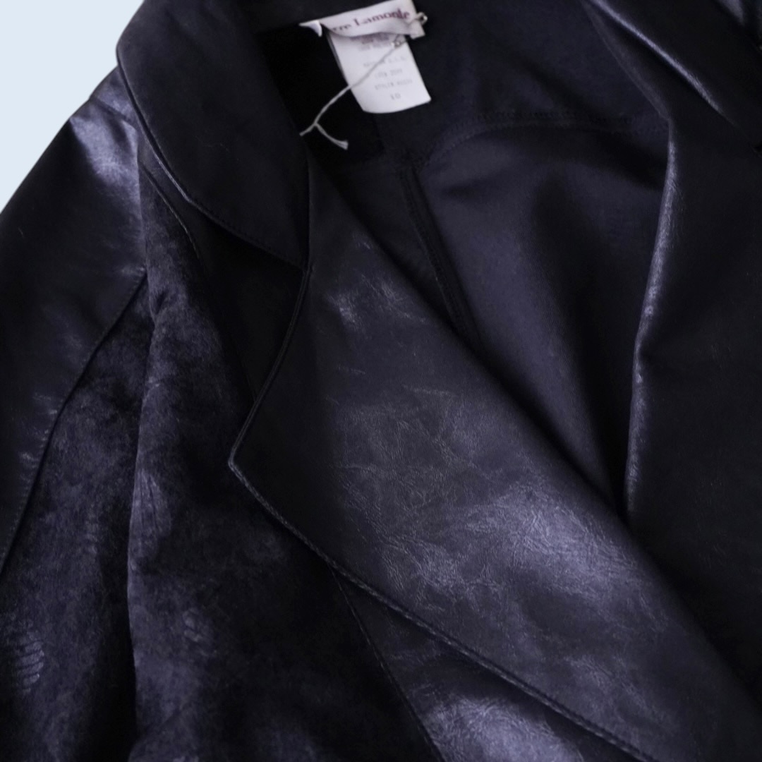deformed silhouette black × black glossy design jacket