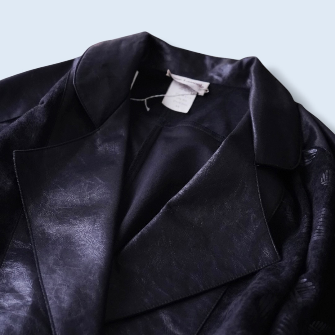 deformed silhouette black × black glossy design jacket