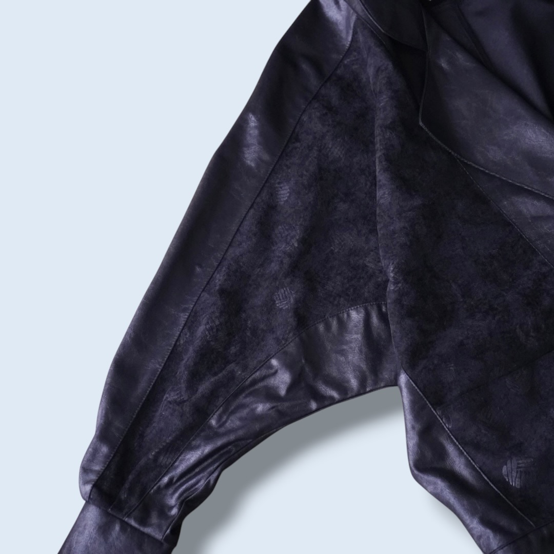 deformed silhouette black × black glossy design jacket