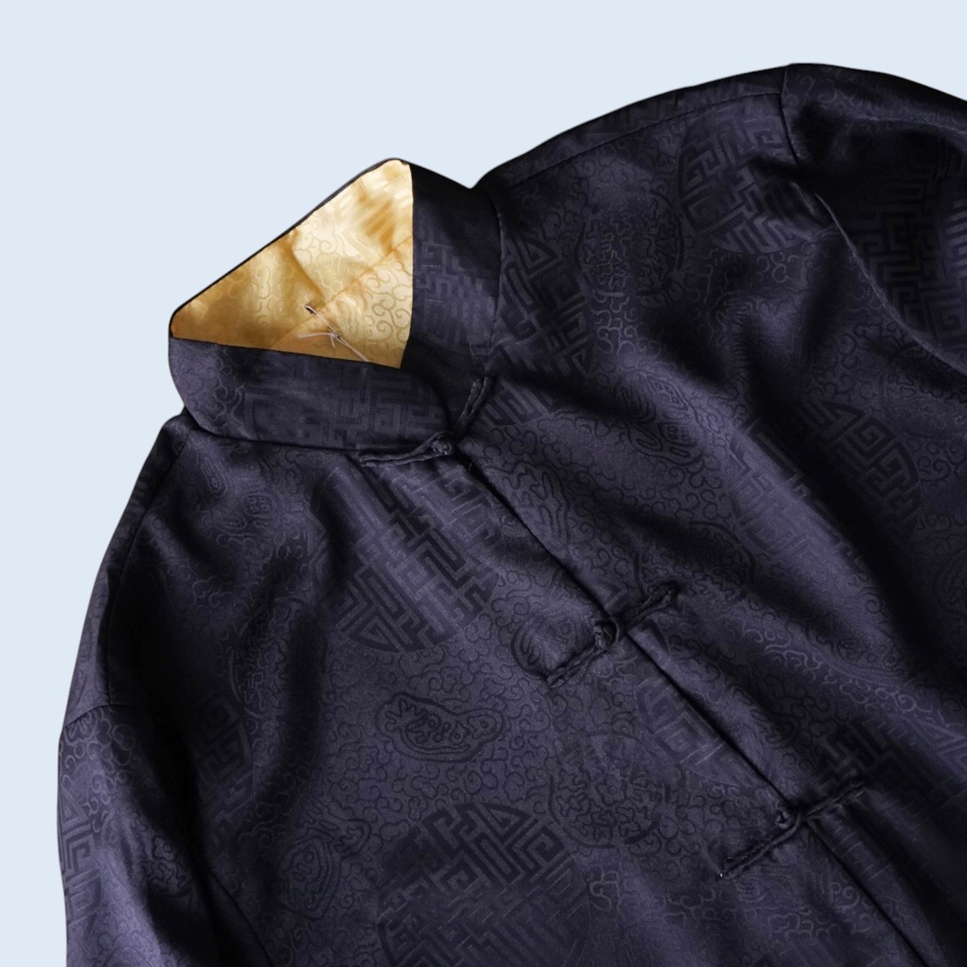 black × yellow reversible China shirt