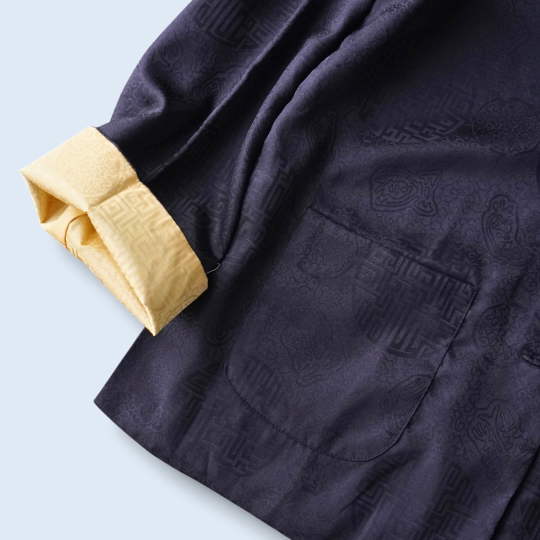 black × yellow reversible China shirt