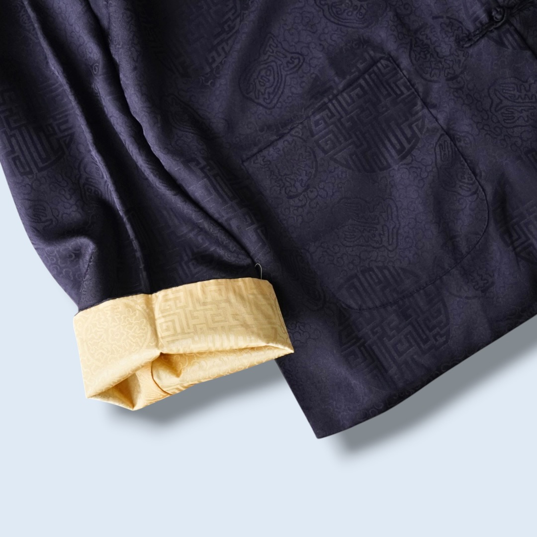 black × yellow reversible China shirt