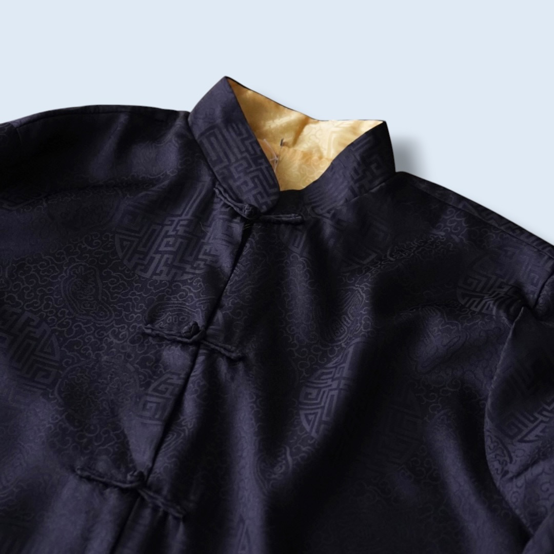 black × yellow reversible China shirt