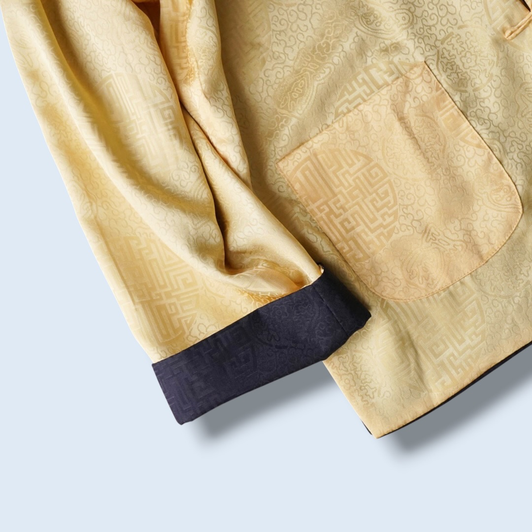 black × yellow reversible China shirt