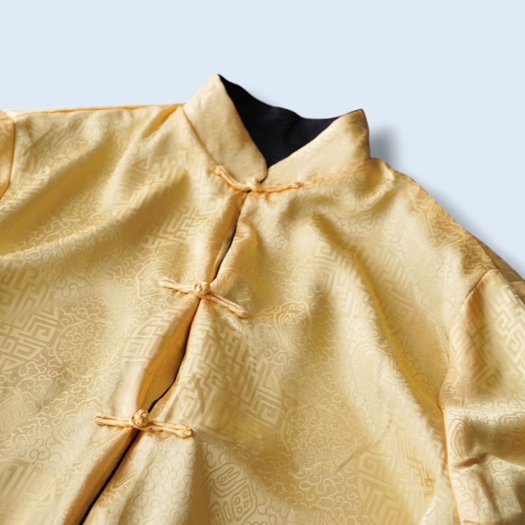 black × yellow reversible China shirt