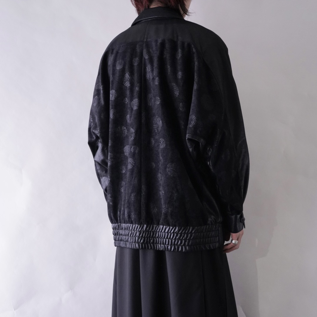deformed silhouette black × black glossy design jacket