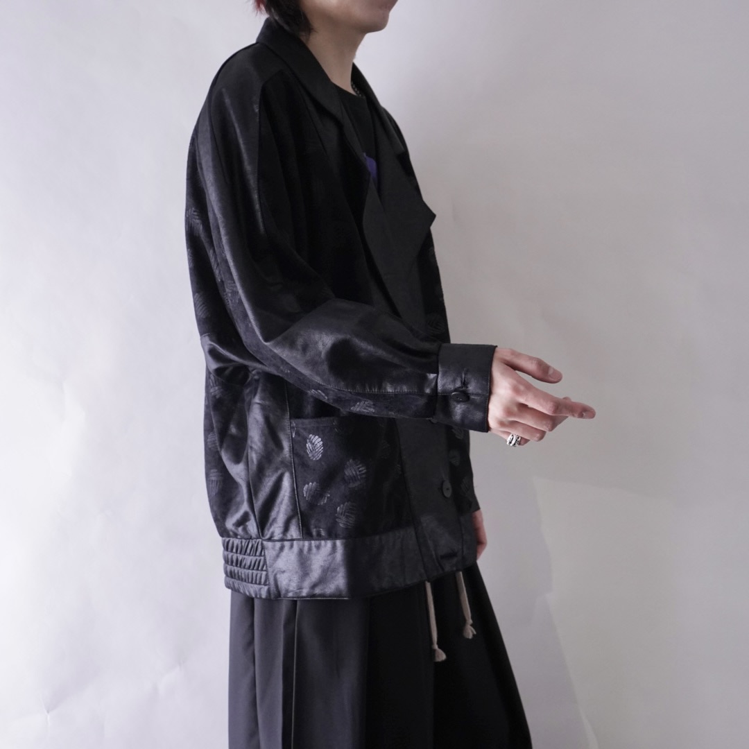 deformed silhouette black × black glossy design jacket