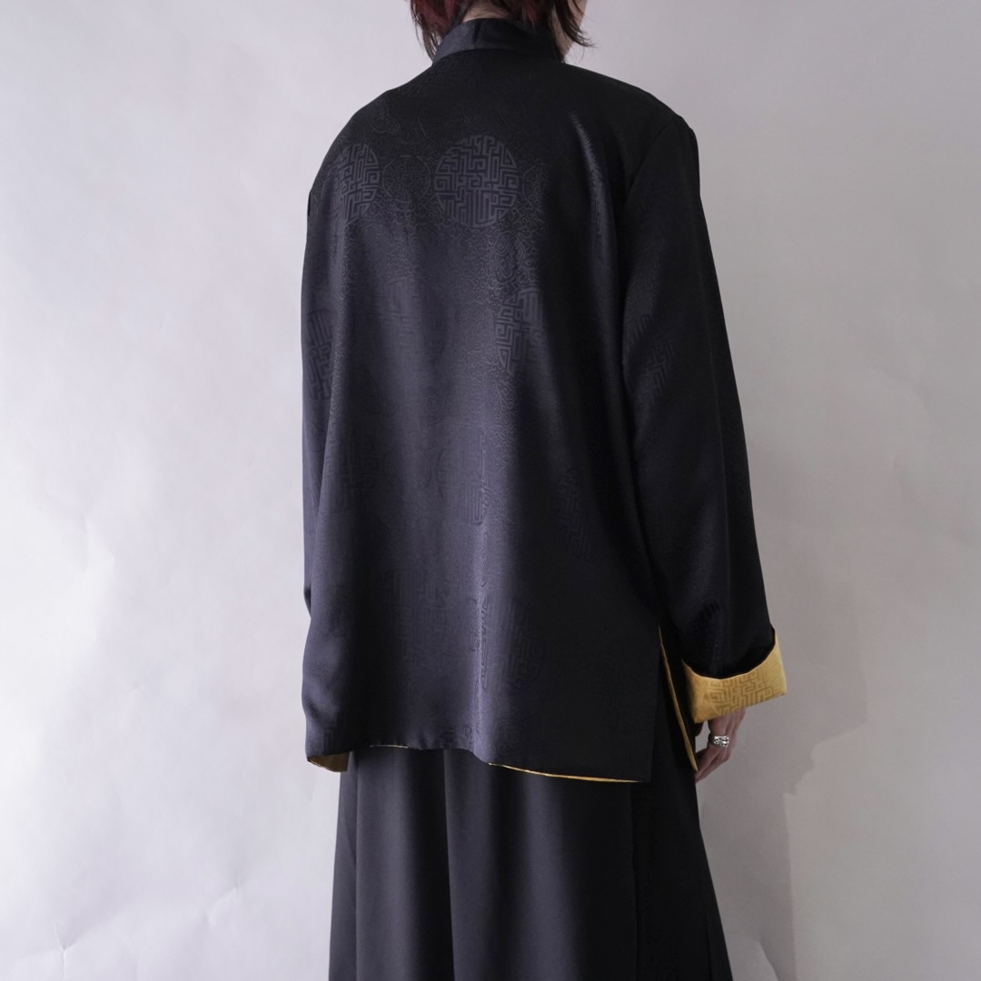 black × yellow reversible China shirt